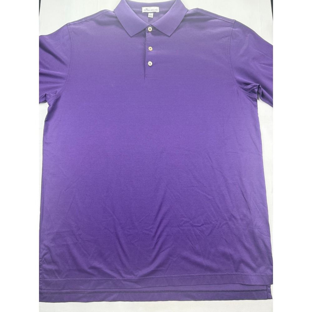 Peter Millar Polo Shirt Large Purple Short Sleeve Performance Golf Top